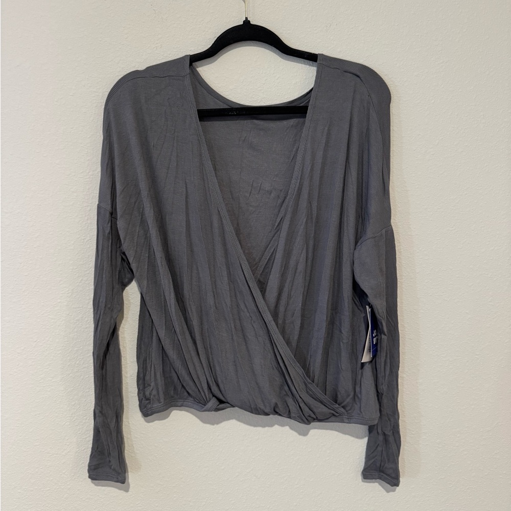 JoyLab Charcoal Wrap Blouse